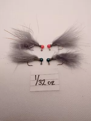 4 Pack 1/32 Oz Hand Tied Marabou Jigs Steelhead Trout Panfish Crappie Bass • $5.25