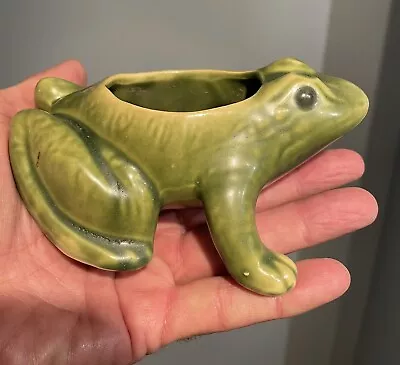 Vintage McCoy Frog Art Pottery Planter Cache Pot - Nice Color Green • $18