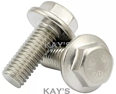 M10 Flanged Bolts Fully Threaded Hexagon Flange Head Screws A2 Stainless Steel • £2.94