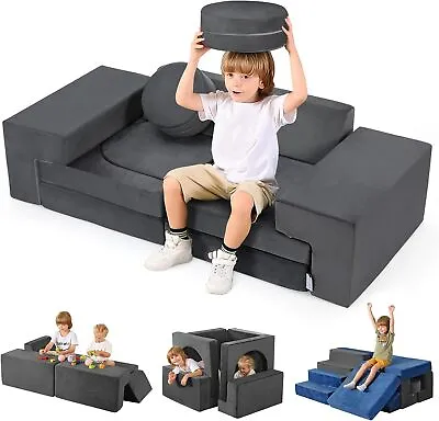 Kids Foam Modular Play Couch/Sofa Soft Cushion Lounge Chair For Playing Gray • $149.99
