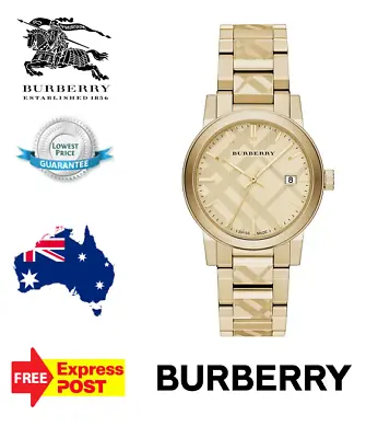 New Burberry The City Bu9038 Gold/champagne Check Men Women Unisex Quartz Watch • $339.99