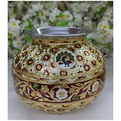 Stainless Steel Matki Pot Decorative Matka Large Handi Pooja Kalash Water Pot • £70.05