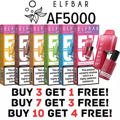 ELF BAR AF5000 Puffs Disposable Vape Pen 2ml BIG Ecig 5k | 20mg Nic Salt Eliquid • £10.94