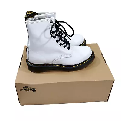 Doc Dr Martens 1460 Lace Up White Boots Leather Women’s Size 6 25057 Air Wair • $49.80