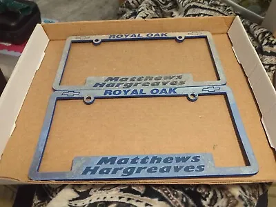 Vintage License Plate Frame Matthew Hargreaves Royal Oak Mi Chevy Dealership #2 • $16