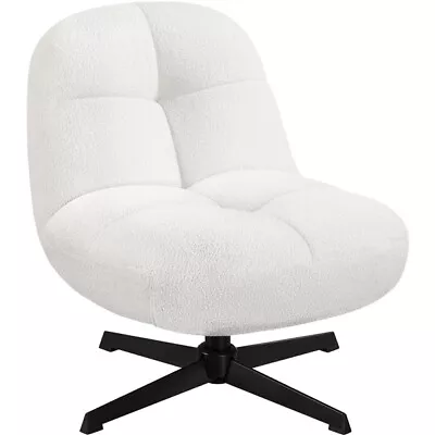 360 Degree Swivel Accent Chair Armless Chair Boucle Lounge Chair For Bedroom • £64.99