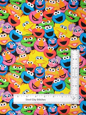 Sesame Street Licensed Fabric Big Bird Oscar Elmo Cookie Cotton QT By The Yard • $11.99