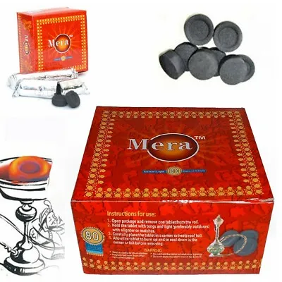 Charcoal Tablets Genuine Mera Nargila Instant Hookah Sheesha Bakhoor 80 Tablets • £7.15