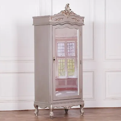 French Silver Single Door Armoire With Mirrored Door Country/Shabby Chic • £675