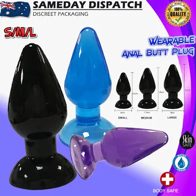 BDSM Wearable Anal Plug Dildo Dong Big Butt Plug Large Anal Beads Sex Toy 3 Size • $17.99