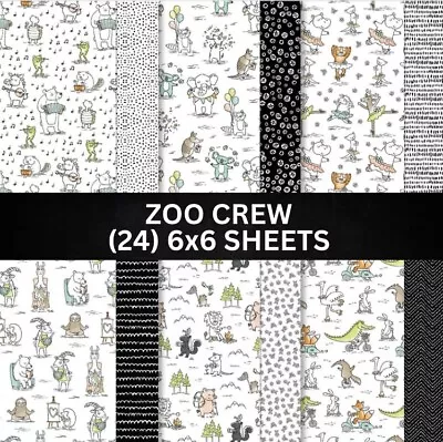 Stampin Up ZOO CREW Designer Series Paper Animals Kids - (24) 6x6 Sheets • $13.87