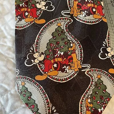 Christmas Neck Tie Mickey Unlimited Disney Mens 57” Holiday Mickey Mouse Pluto • $9.93