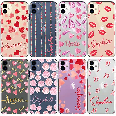 Personalised Phone Case For Samsung A12/A22/A52 Initial Lips/Heart Clear Cover • £4.99