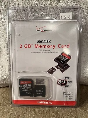 Sandisk 2GB Memory Micro Mini SD Card 3 In 1 With Adapters Verizon • $6.75