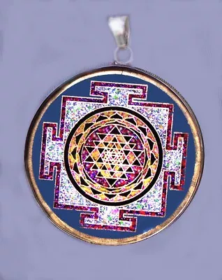 Sri Yantra Mandala Unique Pendant Handmade Lapis Lazuli  925  Silver  New Gift • $53.50