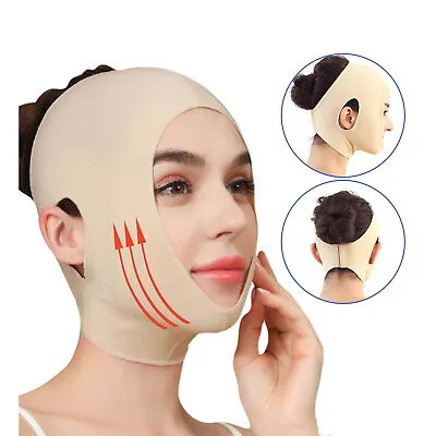 $5.60 • Buy Reusable V Line Face Slimming Double Chin Reducer Mask Lifting Belt Anti-Wrinkle