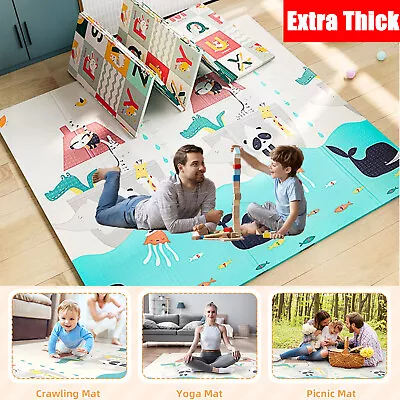 Folding 2Side Baby Play Mat Large Foam Crawling Playmat Extra Thick Waterproof • £26.99