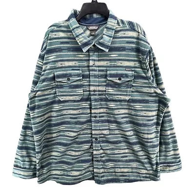 Eddie Bauer Chutes Shirt Shacket Mens 3XLT Blue Green Microfleece Southwestern • $32.88