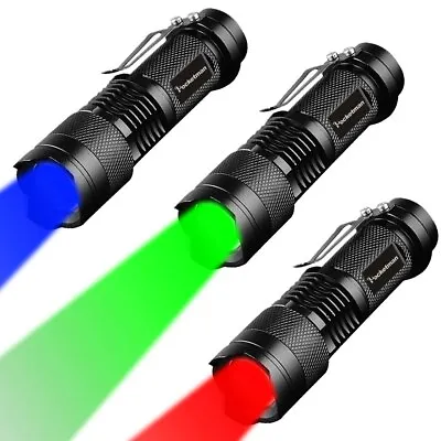 LED Flashlight Multifunction Portable Green/Blue/Red Tactical Torch Zoomable • $17.99
