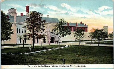 1910s Entrance To Indiana Prison Michigan City Indiana Postcard • $4