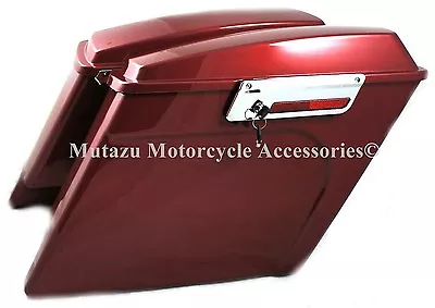 Mutazu 4  Fire Red Extended Saddlebags For Harley Touring Models Road King Glide • $499