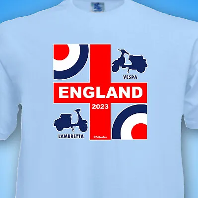 ScOOter ENGLAND Mens 2023 T-Shirt MoD SKa Football Rugby Cricket Made In ENGLAND • £12.89