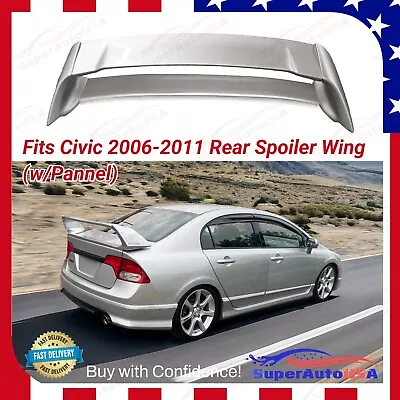 For 2006-2011 Honda Civic Sedan 3D Mugen Style Silver Rear Spoiler Wing W/Pannel • $286.99