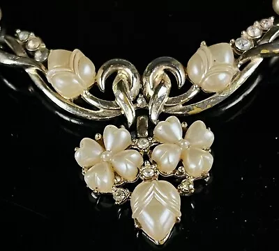 SIGNED CORO Vintage Necklace Choker Faux Pearl Molded Jelly Glass Mid Century • $9.90