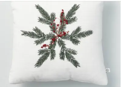 Magnolia Hearth Hand Pillow Foliage Snowflake Embroidery Farmhouse Decor White • $35.99