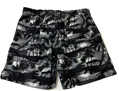 Target Merona Board Shorts Swim Trunks Men Large Black & White Tropical Pattern • $13.35