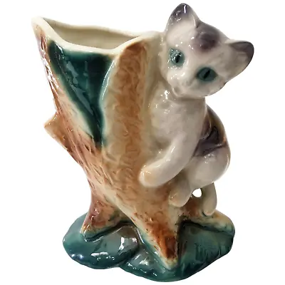 Royal Copley Cat Planter Vase Kitten Tree Ceramic Pen Holder Mid Century Vtg 6  • $15