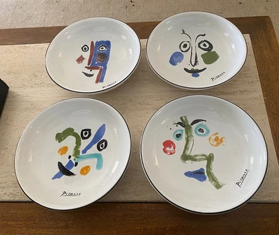 $149.99 • Buy 1996(Set Of 4)Picasso Ceramic Bowl Living Face 1963 PP Masterpiece Editions-9”