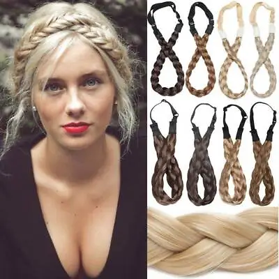 REAL Natural Stranded Hair Plaited Thick Chunky Braid Extension Braided Headband • £8.80