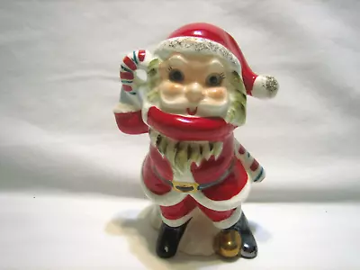 Ucagco Ceramics MCM Santa Figurine W/ Rolling-Blinking Blue Eyes Japan 5  X 3.5  • $45