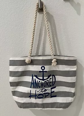 NEW | ANCHORED To HOPE Canvas Tote Beach Bag | Joel Osteen | Lakewood Church • $24.99