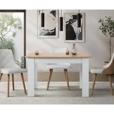 $169 • Buy Bianco Extendable 120-160cm Dining Table | Wood And White Modern Kitchen Table