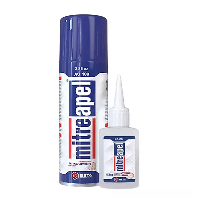 MITREAPEL Adhesive CA Glue (0.80 Oz) With Aerosol Activator Spray (3.30 Fl. Oz.) • $13.99