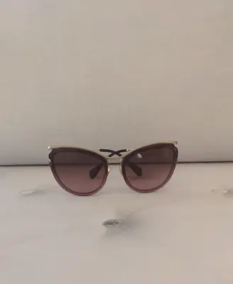 MIU MIU SMU51P Retro Cat Eye Satin Gold Maroon Wine Red Frame Sunglasses PO • $49
