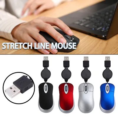 $11.81 • Buy Optical Mini Retractable USB Wired Mouse Portable Ergonomics -