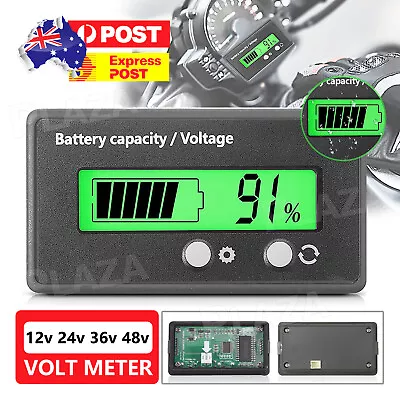 LCD 12V 24V 36V 48V Battery Status Voltage Voltmeter Monitor Meter Caravan New • $8.95