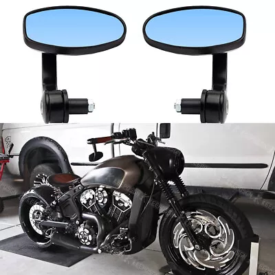 Pair Motorcycle 7/8  Handle Bar End Side Mirror For Indian Scout Bobber Criuser • $25.85