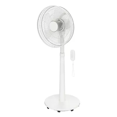GoodHome Pedestal Fan White 45W 3-Speed Freestanding Timer Remote Control • £25.99
