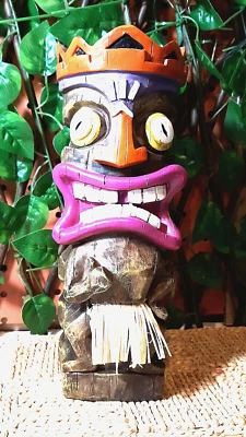 $24 • Buy Tropical Hawaiian 10 Inch TIKI GOD Grass Skirt Painted Features
