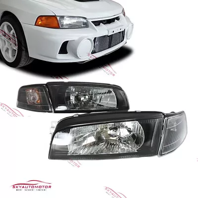 For 1996-2001 Mitsubishi Lancer Evo 4 Black Head Lights Corner Lights Set 4pcs • $195.99