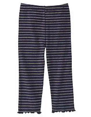$5.99 • Buy Nwt Gymboree Petite Mademoiselle Navy Blue Stiriped Ruffle Leggings Pants 6-12 M