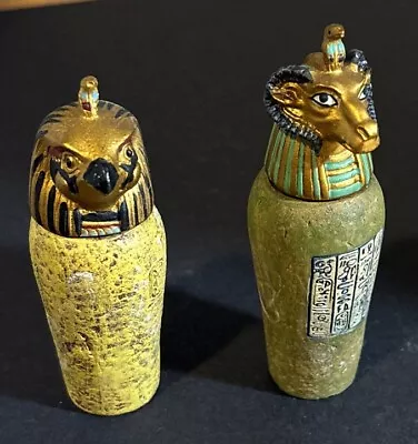 3 1/2  T. Egyptian Canopic Jars Miniatures - Set Of 2 • £9.65