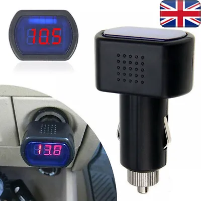 LED Car Auto 12V-24V Battery Volt Voltage Meter Gauge Plug In Black - UK • £4.73