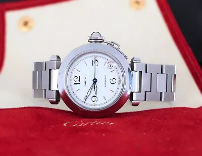 Women's Pasha De Cartier Stainless Steel Round 35mm Automatic Wrist Watch 2324 • $2550