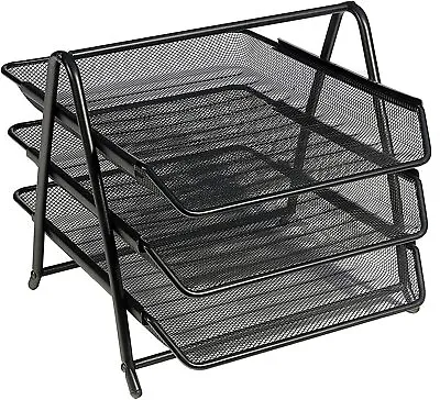 £22.09 • Buy Wire Mesh Letter Tray 3-tier Scratch-resistant Stackable Front-load Portrait