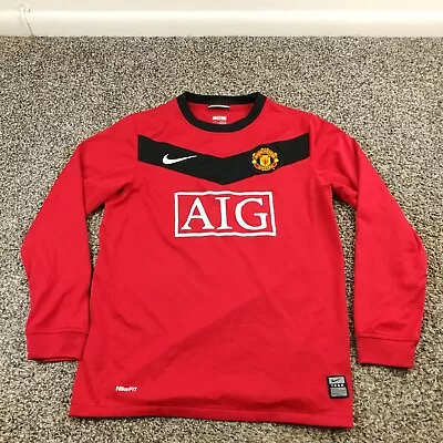 Manchester United Jersey 2009 Nike Long Sleeve Youth Boys Medium Home Red • $59.99